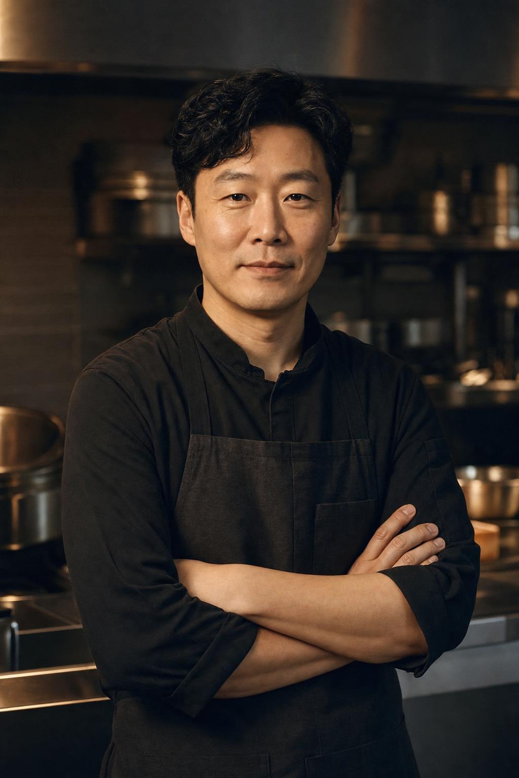 차림의 오너 셰프