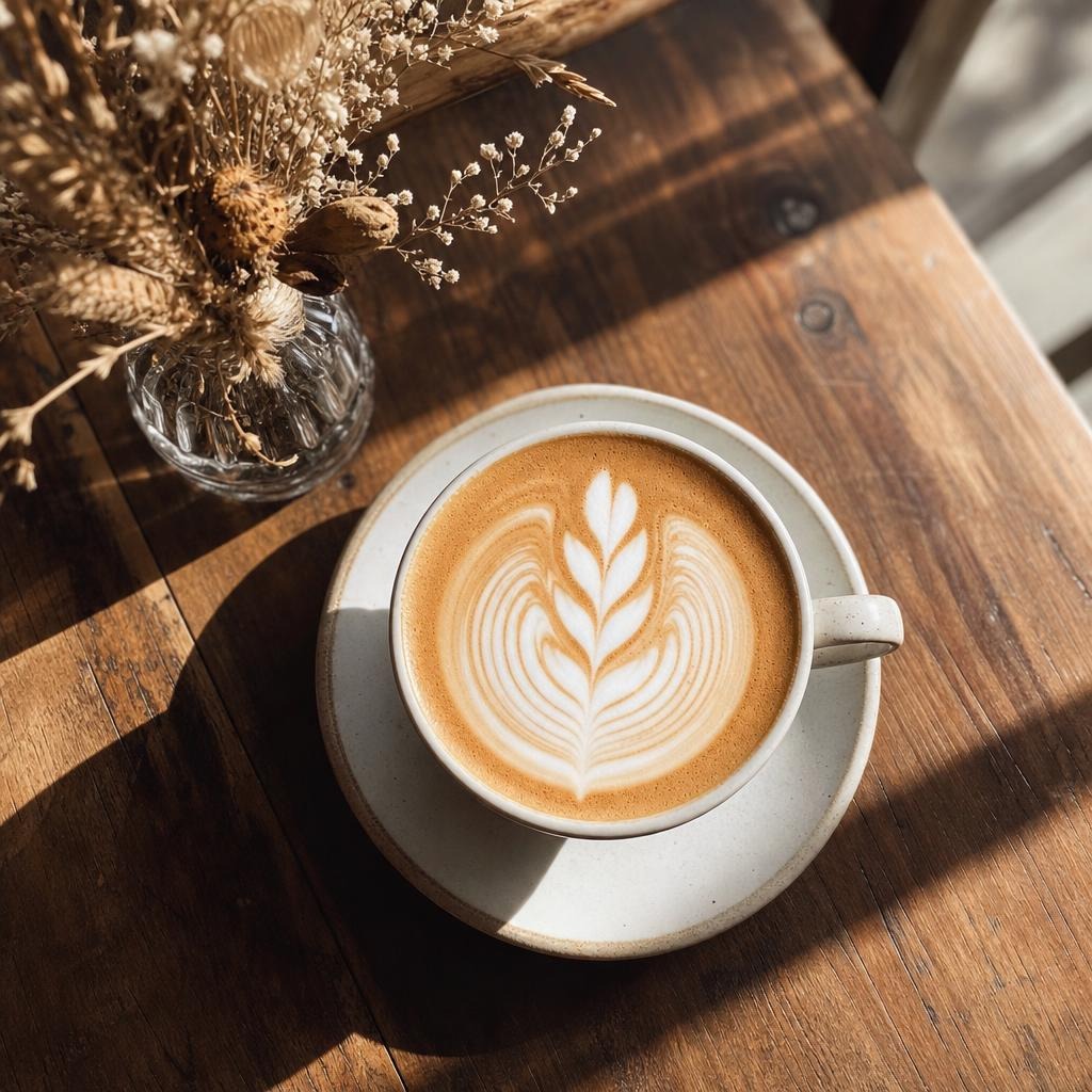 오늘의 첫 잔. 라떼 위에 그려진 하루의 시작 ☕